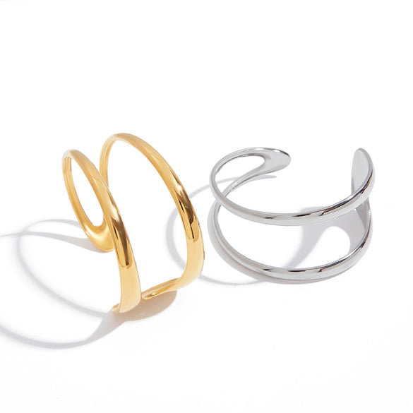 Wholesale Simple Double Hollow Titanium Steel And Stainless Steel Bracelet With Geometric And Original Design And Electroplating