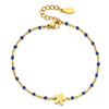 Wholesale Simple Drop Oil Rice Beads Bohemian Bracelet With Plum Blossom Pattern Stainless Steel Material Gold Plated