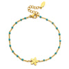 Wholesale Simple Drop Oil Rice Beads Bohemian Bracelet With Plum Blossom Pattern Stainless Steel Material Gold Plated