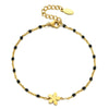 Wholesale Simple Drop Oil Rice Beads Bohemian Bracelet With Plum Blossom Pattern Stainless Steel Material Gold Plated