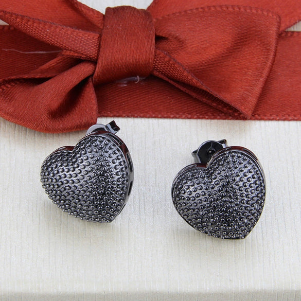 Wholesale Simple Electroplated Copper Heartshaped Fake Diamond Earrings Jewelry