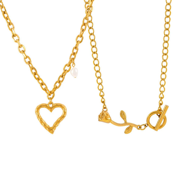 Wholesale Simple Electroplated Heartshaped Titanium Steel Pendant Necklace For Women