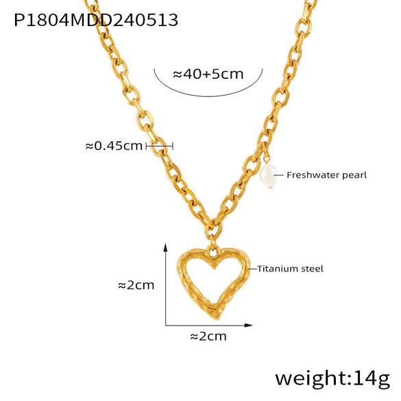 Wholesale Simple Electroplated Heartshaped Titanium Steel Pendant Necklace For Women