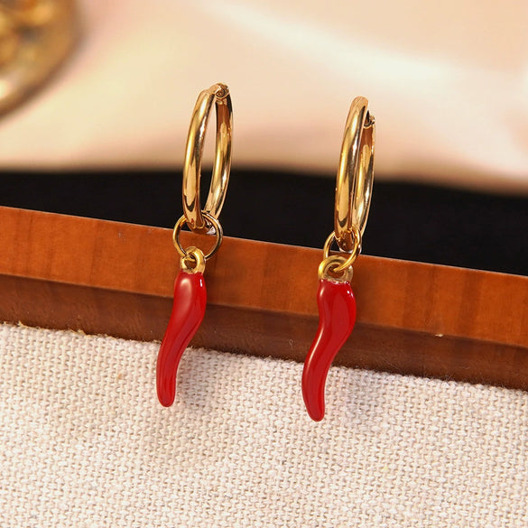 Wholesale Simple Electroplated Stainless Steel Chili Pepper Jewelry Set For Women Necklaces And Earrings
