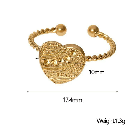 Wholesale Simple Electroplated Stainless Steel Heart Shape Ring Jewelry For Women