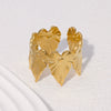 Wholesale Simple Electroplated Stainless Steel Leafshaped Women's Ring Hand Jewelry