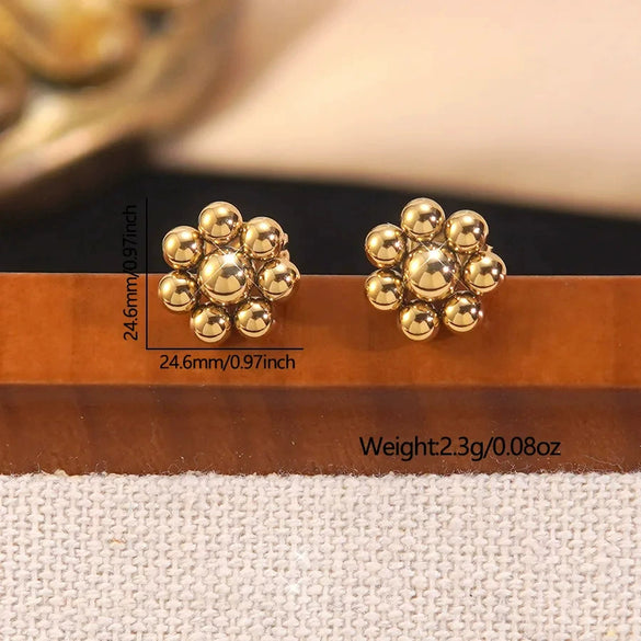 Wholesale Simple Electroplated Stainless Steel Plants And Flowers Necklace And Earrings Set For Women