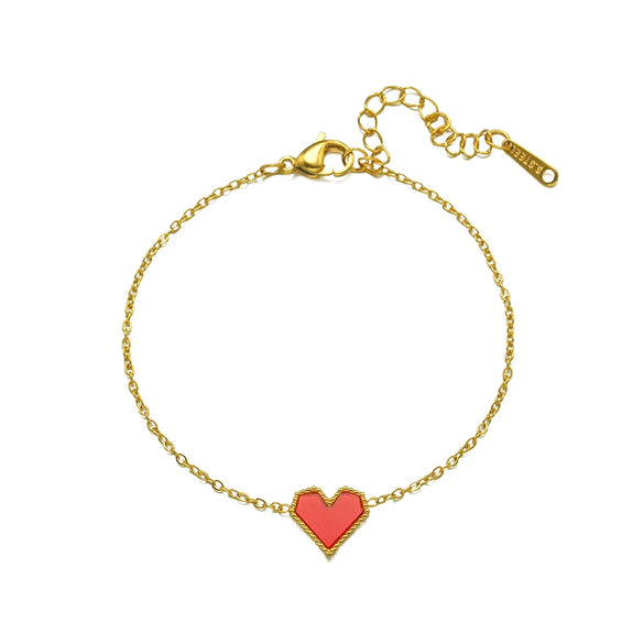 Wholesale Simple Electroplated Titanium Steel Heartshaped Bracelet For Women