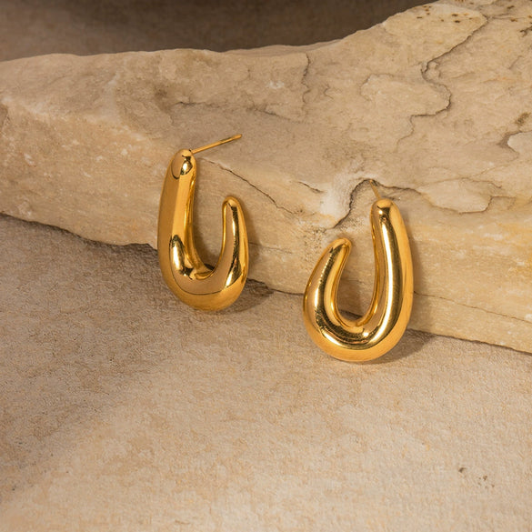 Wholesale Simple Elegant Female Titanium Hoop Earrings With Spiral And Geometric Design Electroplated Stainless Steel