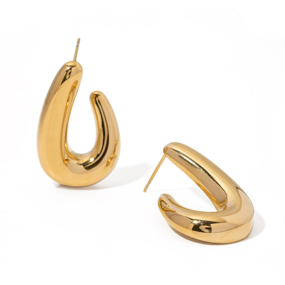 Wholesale Simple Elegant Female Titanium Hoop Earrings With Spiral And Geometric Design Electroplated Stainless Steel