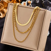 Wholesale Simple Elegant Multi Layer Titanium Steel Chain Necklace With Geometric Pattern And Electroplating For Women