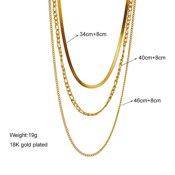 Wholesale Simple Elegant Multi Layer Titanium Steel Chain Necklace With Geometric Pattern And Electroplating For Women