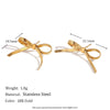 Wholesale Simple Elegant Stainless Steel 18K Gold Plated Niche Blade Chain Butterfly Bow Geometric Earrings For Women