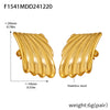 Wholesale Simple Elegant Sweet Love Earrings With Geometric Vertical Stripe Design Titanium Steel Plated Real Gold Electroplating For Women