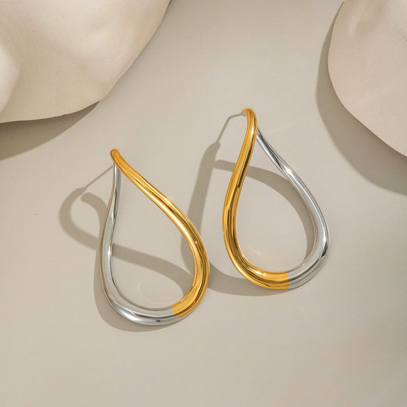 Wholesale Simple Exaggerated Gold Water Drop Earrings For Women Stainless Steel Electroplated