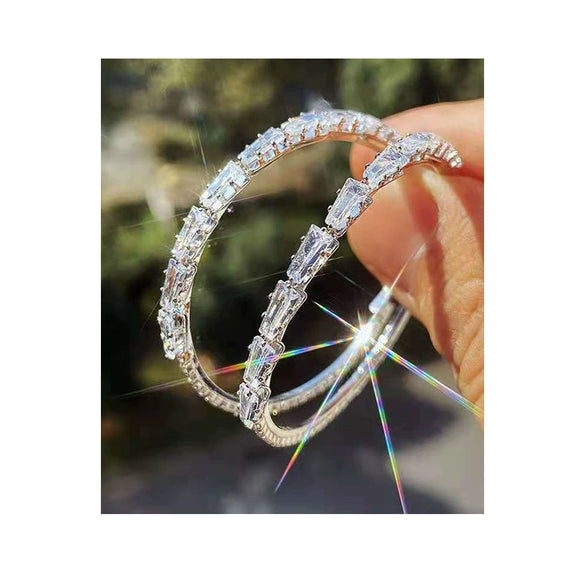 Wholesale Simple Exaggerated Large Circle Microinlaid Zircon Copper Earrings With Constellation Pattern And Electroplating Treatment For Children