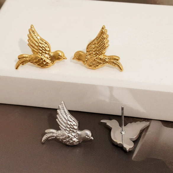 Wholesale Simple Exquisite Animal Zodiac Bird Earrings Stainless Steel Electroplated