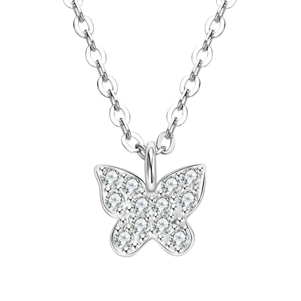 Wholesale Simple Exquisite Butterfly Moissanite S925 Sterling Silver Jewelry Pendant Clavicle Chain With Insect Pattern And Electroplating For Women
