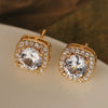 Wholesale Simple Exquisite Copper Plated 18K Gold Square Earrings For Women With Micropaved Zircon And Geometric Design