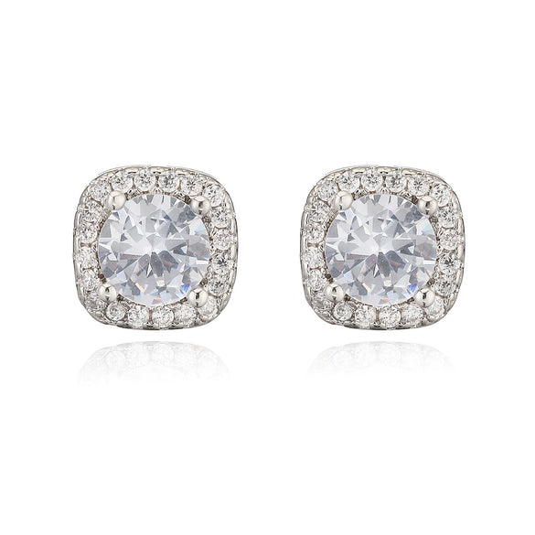 Wholesale Simple Exquisite Copper Plated 18K Gold Square Earrings For Women With Micropaved Zircon And Geometric Design