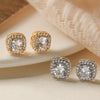Wholesale Simple Exquisite Copper Plated 18K Gold Square Earrings For Women With Micropaved Zircon And Geometric Design