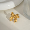 Wholesale Simple Fashion Bow Open Ring With Pearl Light Luxury Geometric Stainless Steel Jewelry Pvd Furnace Vacuum Real Gold Plated