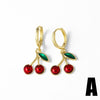Wholesale Simple Fashion Fruit Cherry Earrings For Women Copper Gold Plated Electroplated
