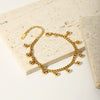 Wholesale Simple Fashion Geometric Stainless Steel Round Bead Cuban Chain Bracelet With Pvdp Furnace Real Gold Treatment