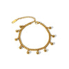 Wholesale Simple Fashion Geometric Stainless Steel Round Bead Cuban Chain Bracelet With Pvdp Furnace Real Gold Treatment