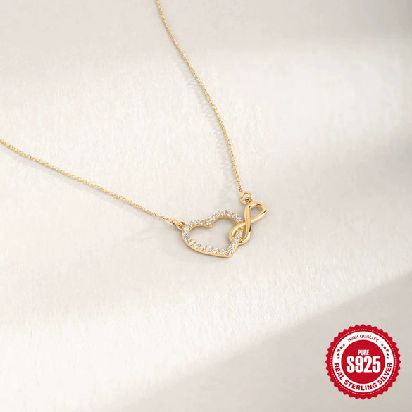 Wholesale Simple Fashion Heart Shaped S925 Sterling Silver Diamond Horoscope Infinite Infinity Ladies Necklace With Electroplating