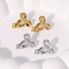 Wholesale Simple Fashion 18K Goldplated Sweet Stainless Steel Bow Earrings For Women