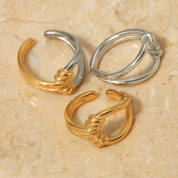 Wholesale Simple Fashion Knot Twist Geometric Stainless Steel Ring With Electroplating For Women