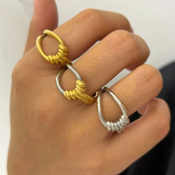 Wholesale Simple Fashion Knot Twist Geometric Stainless Steel Ring With Electroplating For Women