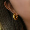 Wholesale Simple Fashion Light Luxury Elegant Stainless Steel 18K Gold Plated Solid Twist Geometric Earrings