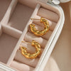 Wholesale Simple Fashion Light Luxury Elegant Stainless Steel 18K Gold Plated Solid Twist Geometric Earrings