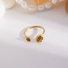 Wholesale Simple Fashion Light Luxury Rose Open Ring In Geometric Shape Made Of Stainless Steel With Pvd Furnace Vacuum Real Gold Plating