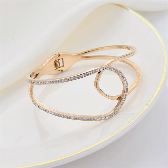 Wholesale Simple Fashion Nonfading Rose Gold Titanium Steel Bracelet With Electroplating Processing