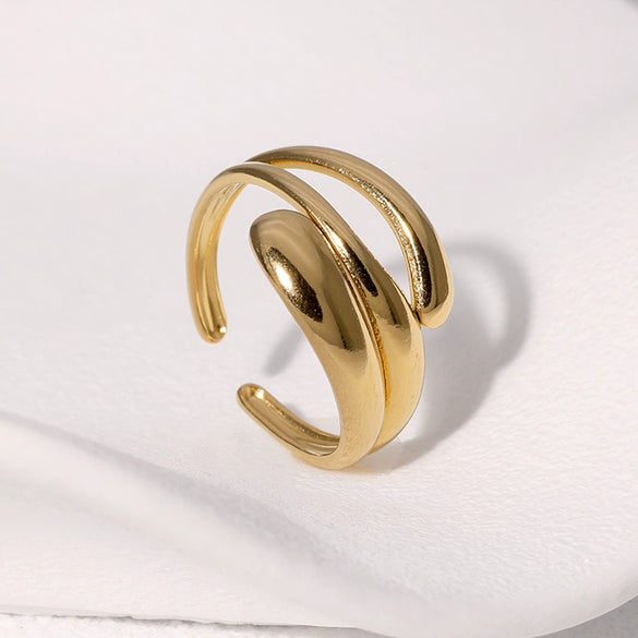 Wholesale Simple Fashion Open Stainless Steel Ring For Women With Geometric Pattern And Electroplating Treatment