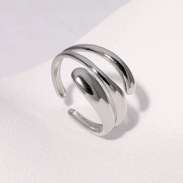 Wholesale Simple Fashion Open Stainless Steel Ring For Women With Geometric Pattern And Electroplating Treatment