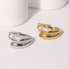 Wholesale Simple Fashion Open Stainless Steel Ring For Women With Geometric Pattern And Electroplating Treatment