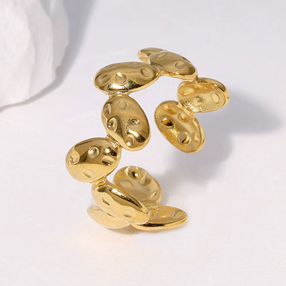 Wholesale Simple Fashion Open Stainless Steel Ring With Geometric Pattern And Electroplating Treatment