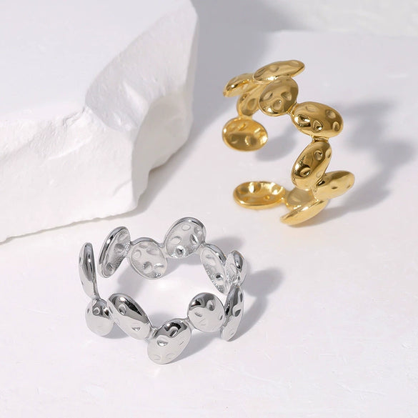 Wholesale Simple Fashion Open Stainless Steel Ring With Geometric Pattern And Electroplating Treatment