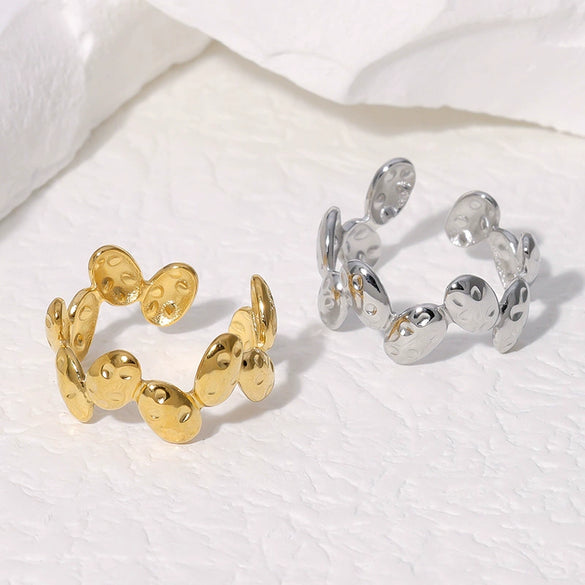 Wholesale Simple Fashion Open Stainless Steel Ring With Geometric Pattern And Electroplating Treatment