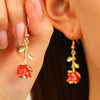 Wholesale Simple Fashion Rose Flower Earrings For Women Zinc Alloy Set With Diamonds