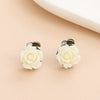Wholesale Simple Fashion Rose Flower Earrings For Women Zinc Alloy Set With Diamonds