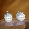 Wholesale Simple Fashion Round Zircon Artificial Pearl Earrings For Female Copper Material With Geometric Pattern