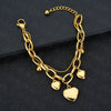 Wholesale Simple Fashion Titanium Steel Gold Inlaid Heart Shape Pendant Multi Layer Bracelet For Women And Unisex