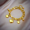 Wholesale Simple Fashion Titanium Steel Gold Inlaid Heart Shape Pendant Multi Layer Bracelet For Women And Unisex