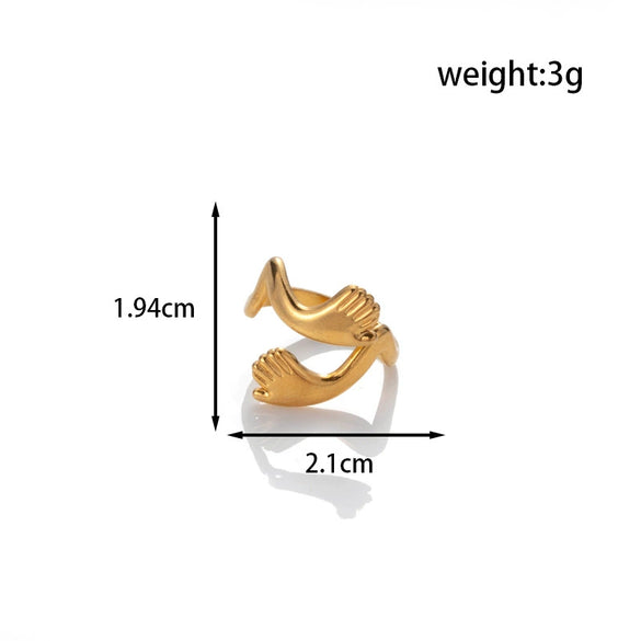 Wholesale Simple Fashion Titanium Steel Love Nails Encircling Adjustable Ring With Heart Shape Design And Electroplating For Unisex