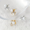 Wholesale Simple Flower Shaped Stainless Steel Inlaid Earrings With Pearl Zircon Electroplated